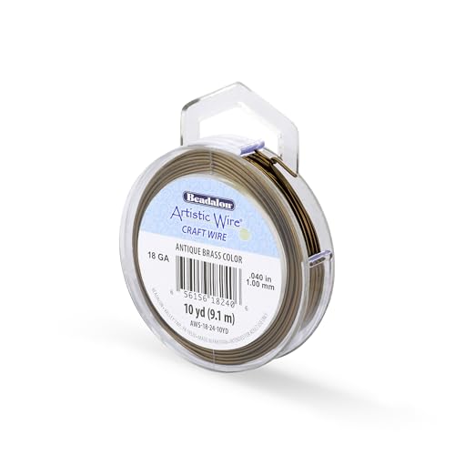 Artistic Wire, 18 Gauge Tarnish Resistant Colored Copper Craft Wire, Antique Brass, 15 yd