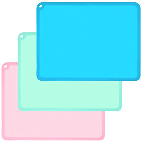 Image of Kids Placemats, Baby Placemats for Kids Toddler Children Reusable Baby Food Mats for Restaurant, Large Silicone Sheets for Crafts Resin Jewelry Casting Molds Mat, 3 Pack, Blue/Green/Pink