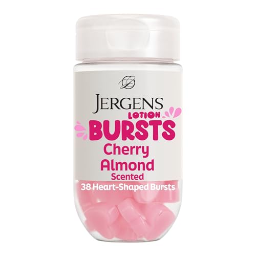 Jergens Cherry Almond Lotion Bursts, Squishy Heart-Shaped Moisturizer Bursts, Lotion Gifts for Teens, 38 Ct