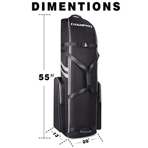 CHAMPKEY Premium Soft Padded Golf Travel Bag Flight with Wheels - 1200D Premium Oxford Fabric Golf Travel Cover - Image 7