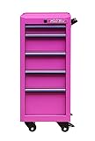 Lockable 5-Drawer Salon/Tool Cart, 18-Gauge Steel, Powder-Coated, Rolling Toolbox with Secure Storage, 100lb Drawer Capacity, Pink