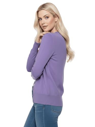 Image of YEMAK Women's Knit Cardigan Sweater - Long Sleeve V-Neck Basic Classic Casual Button Down Knitted Soft Lightweight Top