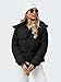 Funlingo Womens Winter Puffer Jacket Fashion Casual Hooded Zip Up Short Ladies Quilted Coat Warm Padded Puffy Outerwear with Pockets Black XL