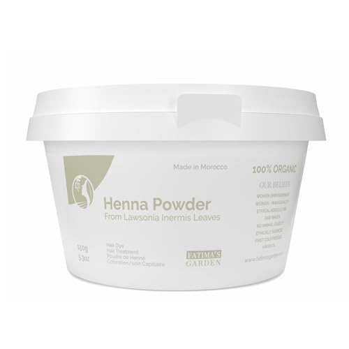 Fatima's Garden Polvo Puro de Henna Marroquí - Tinte para el Cabello 100% Natural - Coloración y Tratamiento Capilar - 150g