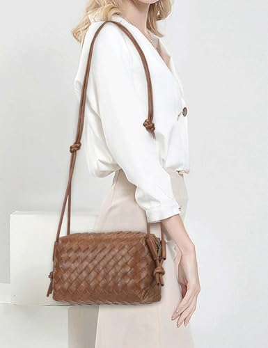 Small Woven Bag Satchel for Women 2025 Trendy Woven Shoulder Purse Crossbody Clutch Vegan Leather Tote Handbag Small Hobo Bag2