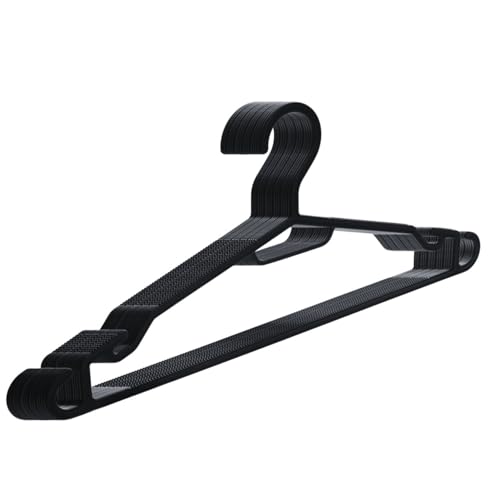 BERLONA Appendiabiti | 20 Pezzi | Appendiabiti Salvaspazio In Plastica, Ultra Sottili & Antiscivolo | Per Camicie, Vestiti, Top, T-Shirts & Cinture | 41 x 18,5 cm | Nero