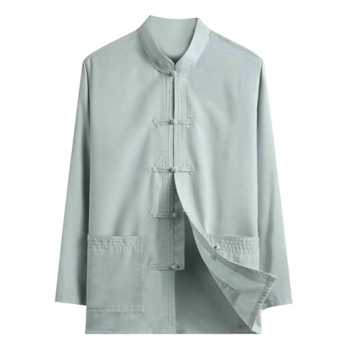 Chemise en lin homme manches longues vêtement traditionnel chinois coupe ample avec poche