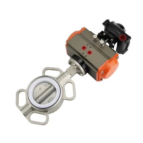 Ductile Iron Full lined PTFE Wafer Type Pneumatic drive Operated Butterfly Valves