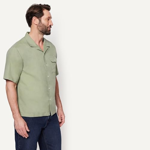Chemise en lin mélangé à manches courtes Amazon Essentials décontractée pour homme