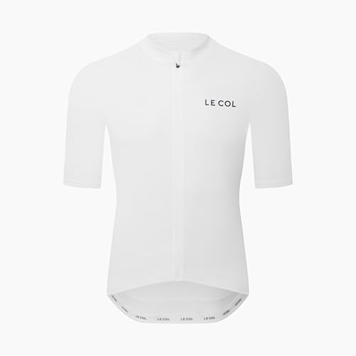 LE COL Men's Ride Jersey| Short Sleeve Cycling Shirt | Lightweight Breathable Moisture Wicking| (US, Alpha, X-Large, Slim Fit, White)