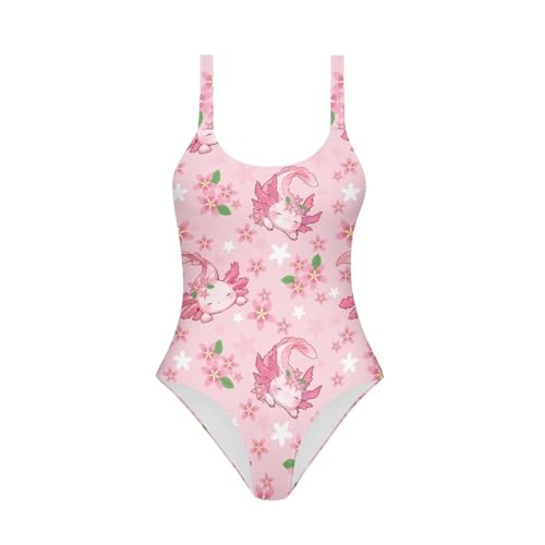 Yruonazao Floral Axolotl Leotards for Girls 14T Sleeveless Gymnastics Leotard Swimsuit One Piece Rash Guard Swimsuit Beach Party Birthday Bathing Suit Gift for Daughter Granddaughter