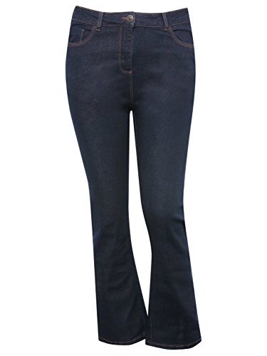 M&Co Ladies Plus Size Cotton Stretch Indigo Denim Wash High Rise Bootcut Jeans Indigo 20 Regular