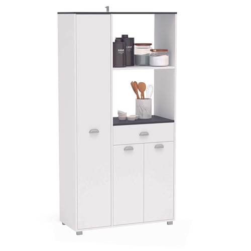 SZ Suarez Asfeld Buffet Cocina en Color Blanco con 2 armarios y 1 Cajon para Ampliar el almacenaje 180x90x40 cm