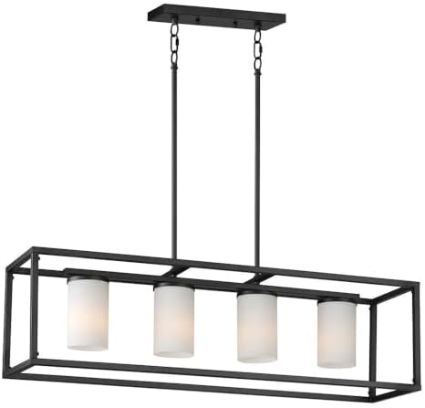 Maxim Lateral - 4 Light Linear Pendant-10 Inches Tall and 9.25 Inches Wide-Black Finish