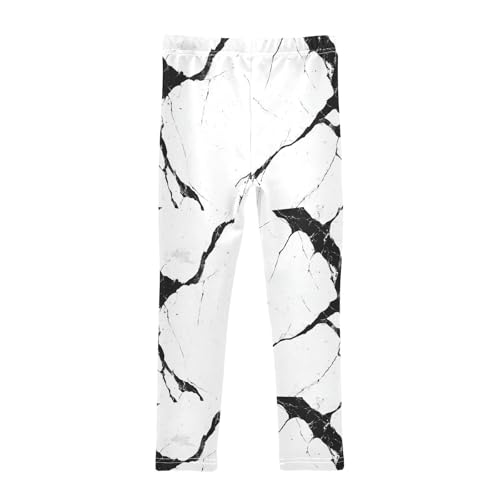 Black White Marble Girls Casual Leggings for Kids Printed Long Pant Bottoms Stretch and Soft2