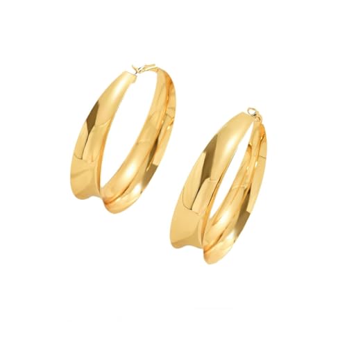 Gold Chunky Hoop Earrings for Women Exaggerated Large Wide Post Thick Hoop Earrings Minimalist Polished 80MM Statement Earrings Prom Jewelry Gift (60MM Gold) by GIGB PBDK - Image 7