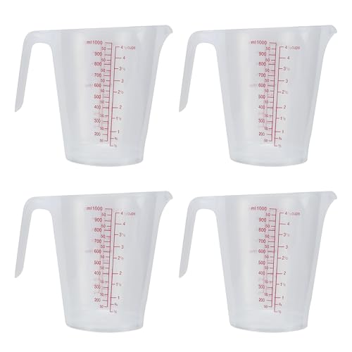 EIKS Plastic Measuring Cups Pitcher for Measuring Mixing Cooking Baking DIY Craft Art Painting (1000mlx4)