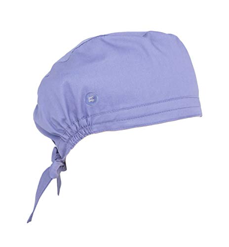 Scrub Cap with Buttons with Sweatband Adjustable Tie Back Scrubs Hat