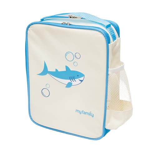 Kids Insulated Lunch Bag with Ultra-Thin Icepack – Leak-Proof, BPA-Free, Fits Easy-Clean Bento Lunchbox for Toddlers & School Kids (Shark Design)