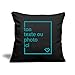 Spreadshirt® Créez Votre Propre Housse de Coussin Personnalisée avec Texte ou Photo Individuelle Housse De Coussin Décorative 45 x 45 cm, Noir