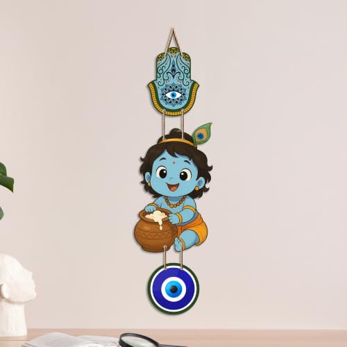 Image of Artvibes Laddu Gopal Evil Eye Wall Decor for Home and Office | Nazar Suraksha Hanging for Entrance Temple Living Room | Spiritual Vastu Good Luck Decorative Gift (WH 8572N)