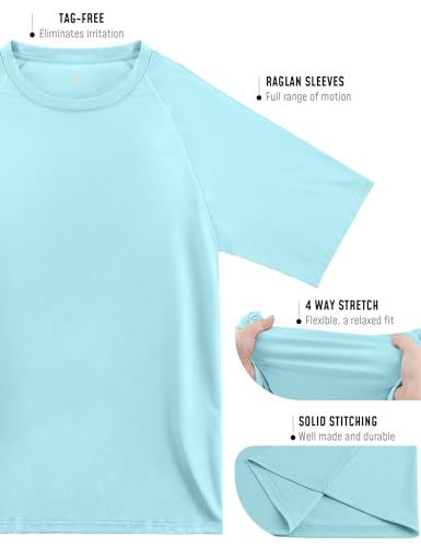 Swim Shirts for Men Short Sleeve Rash Guard UV Sun Protection Fishing Cool SPF Water Shirts Dry Fit Hiking Cooling Lightweight Quick Dry Rashguard Blue XL4