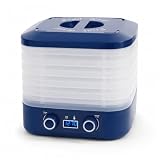 Dörrautomat mit 5 Tabletts, Lebensmittel Dörrgerät mit Temperaturregler 35-70°C und 48H-Timer, LED-Display, Obsttrockner Dörrapparat, Food Dehydrator für Fleisch, Obst, Gemüse (Blau)