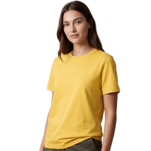 Image of NOBERO 100% Cotton T-Shirts for Women Stylish | Regular Fit | Solid T Shirts for Women 180 GSM Combed Cotton | Crew Neck Half Sleeve