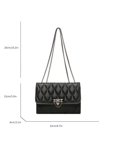 SHENHE Women's Quilted Leather Shoulder Bag Buckled Clutch Purse Small Crossbody Bags with Chain4