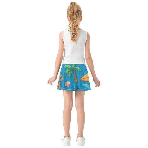 Cute Cartoon Sharks Blue Athletic Shorts Girls Skorts Tennis Skirts Toddler Preppy Butterfly 3t4