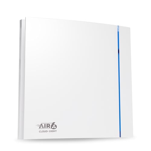 AIR 6 Cloud-100T Silent Yet Powerful Bathroom Extractor Fan with Timer | Delivering 26.5l/s (95m3/h) | Wall or Ceiling Mounted Fan | White | IP45 | For 100mm /4 ducting