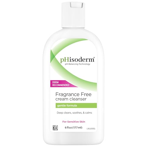 pHisoderm Fragrance Free Cream Face Cleanser With Aloe and Oats to Soothe & Calm, Non-foaming pH Balanced Sensitive Skin Face Wash, 6 Fl Oz (3 x 6 fl oz)