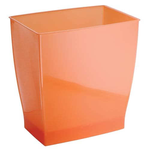 iDesign Small Plastic Bathroom Trash Can, Slim Rectangle Garbage Bin for Bedroom, Office, Dorm, Orange by iDesign - Used condition - US$10.40