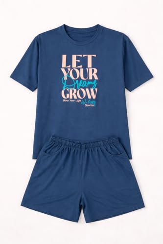 Image of Duchess Women's Cotton Printed Night Suit Set of Top & Shorts Pajama Set