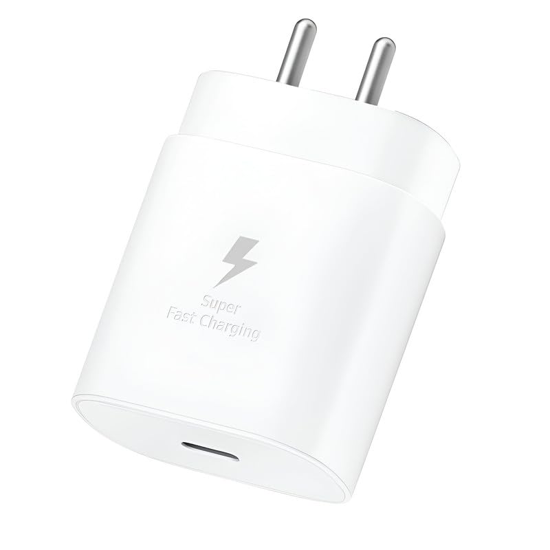 Image of 25W Type-C Super Fast Charger Compatible for Samsung Galaxy S23 Ultra /S22 /S21 Plus /A34 5G /A54 /A14 /F14 /M14 Mobile Phone Charging True PD Adapter [Quick Charge] Adaptive Wall Charger - 25 Watt (White)