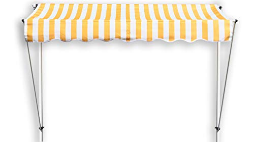 GRASEKAMP Qualität seit 1972 Klemmmarkise Ontario 200x130cm Gelb/Weiß Balkonmarkise höhenverstellbar von 200cm-320cm