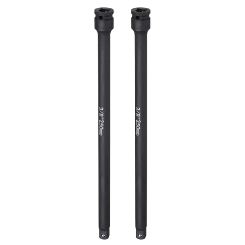 Image of sourcing map 2pcs Impact Socket Extension Bar 3/8" Square Drive 10" Long CR-V Steel Extension Rod Ratchet Wrench Driver Adapter for Axle Nut Sockets, Black