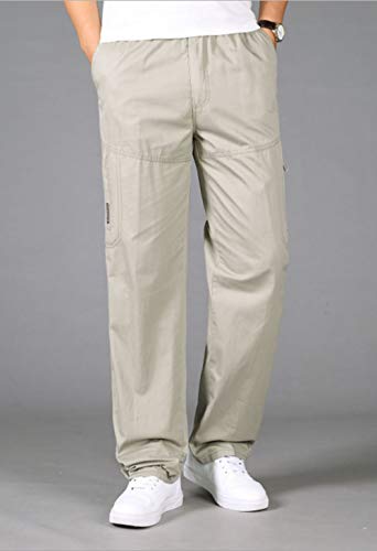Mens Elastic Waist Lightweight Relaxed Straight Multi Pockets Cargo Pants2