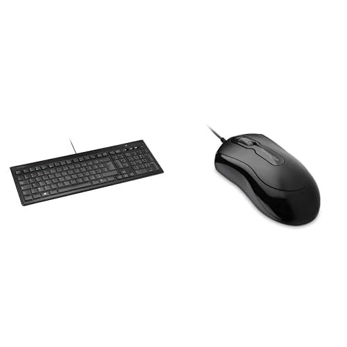 Clavier Touches Réactives Kensington Plat AZERTY et Souris Optique Filaire USB