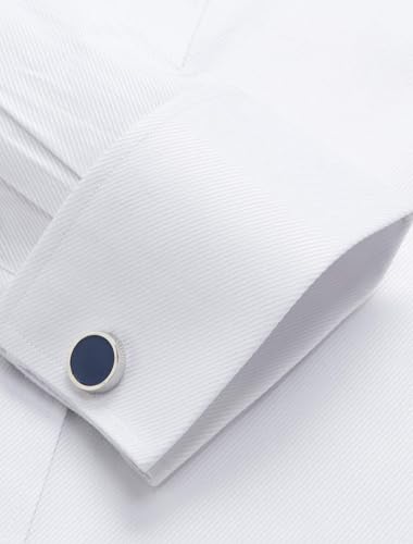 Image of Alimens & Gentle French Cuff Regular Fit Dress Shirts (Cufflink Included) | Office Work,Business Casual,Wedding,Formal Event,Interview,cufflink,Soft,Breathable,Polyester Cotton