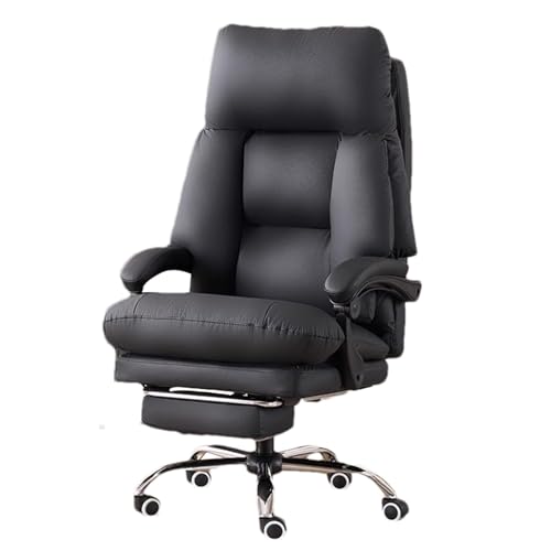 Silla de Oficina ergonómica de Cuero sintético, Silla de Escritorio para el hogar, Silla giratoria ejecutiva con reposapiés y Soporte Lumbar, Silla Grande para Oficina en casa, Col