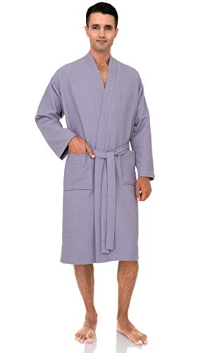 TowelSelections Men’s Robe, Kimono Waffle Spa Bathrobe Large/X-Large Wisteria