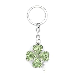 Four Leaf Clover Keychain Good Luck Keyring St. Patrick's Day Gift Irish Party Supplies Fortune Shamrock Charms Inspirational Gifts for Women Girl (Green)