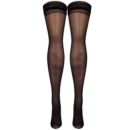 Image of Truform Sheer Compression Stockings, 8-15 mmHg, Women's Thigh High Length, 20 Denier, Black, Medium (Pack of 2)