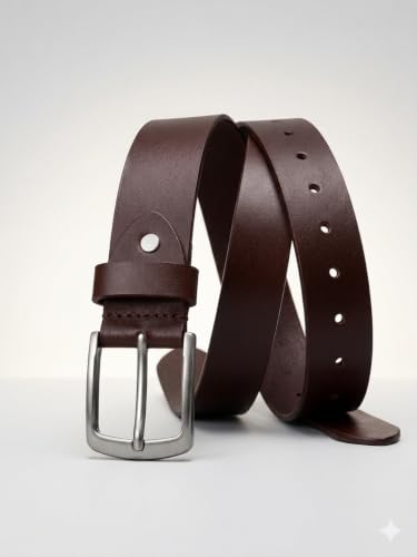 Image of LUQHAD Men's Genuine Leather Belt, Formal & Casual Wear, Rust-Proof Alloy Buckle