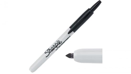 Image of SHARPIE Black 1mm Retractable Permanent Marker Pen with Safety Seal Ref S0810840 - Pack 12
