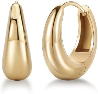Small Gold Hoop Earrings Surgical Stainless Steel Hypoallergenic Silver Hoops 0.5/0.7 inch Chunky Huggies Tarnish Free Jewelry Everyday Sleeper Earrings for women