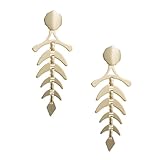 ERINGOGO 魚骨デザインリーフイヤリング 創造的合金製イヤージュエリー 秋のカントリー休暇向けファッションアクセサリー