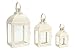 Melrose Iron and Glass Pillar Candle Holder Lantern, Set of 3, Decorative Hanging Lantern Perfect for Living Room Garden Yard Patio Parties Indoors Outdoors