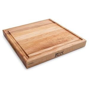 John Boos Boos Block CB Series Large Reversible Wood Cutting Board with Juice Groove, 1.75-Inch Thickness, 15″ x 15″ x 1 3/4″, Maple
